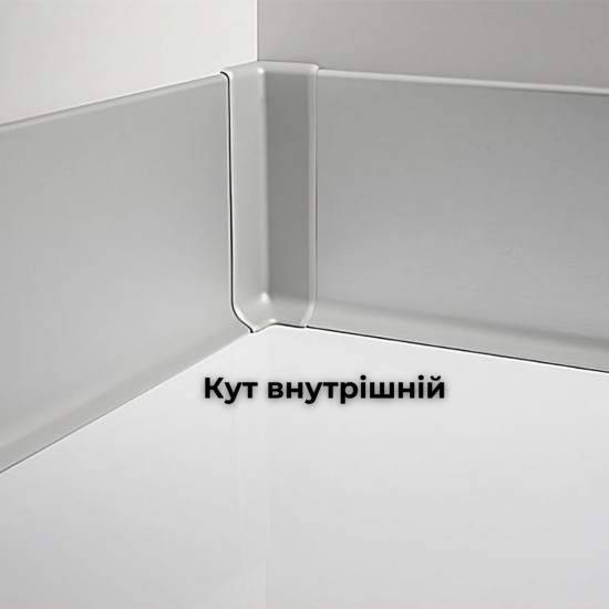 Плинтус алюминиевый накладной 60 мм серебро мат